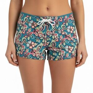Maui Rippers Women's Floral Paisley Board Swimming Trunks‎ Shorts Teal Size 14